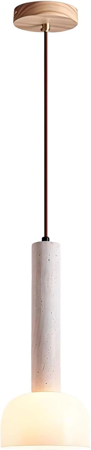 Abinlina Nordic Yellow Travertine Pendant Light - 5.9 Inch Retro Cylindrical Hanging Light for Kitchen Island, Dining Room, and Bedroom