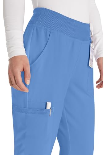 Dickies Women's Scrub Pants Natural Rise Tapered Leg Pull-On Bottoms with 7 Pockets and Knit Waistband DK005, L, Ciel - image 2