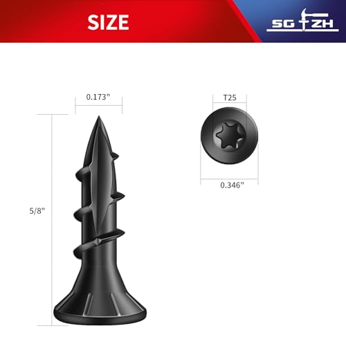 Image of #8 x 5 /8 inch Deck Screws (295Pcs) 1lb. Carbon Steel, Black, Flat Head, Rust Resistant epoxy Coated, with T25 Star Bit