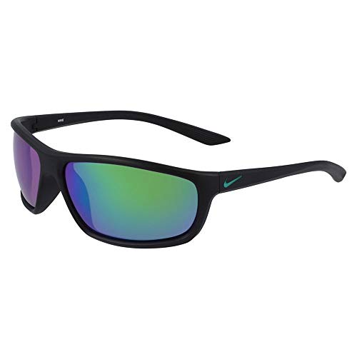 Nike Rabid P Polarized Rectangular Sunglasses, Black/Neptune Green, 64/15/135