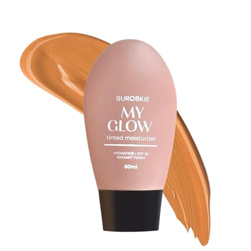 Suroskie My Glow All-In-One Tinted Sunscreen Spf 30 Moisturizer 60 Ml Dark Shade | Niacinamide Cream For Men & Women