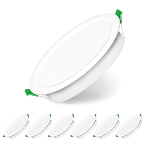 Jaenmsa - Foco led empotrable para cuarto de baño, foco LED 230 V, 12 W, agujero Φ 125-135 mm, IP44, no regulable, extra plano, blanco frío 6500 K, lote de 6