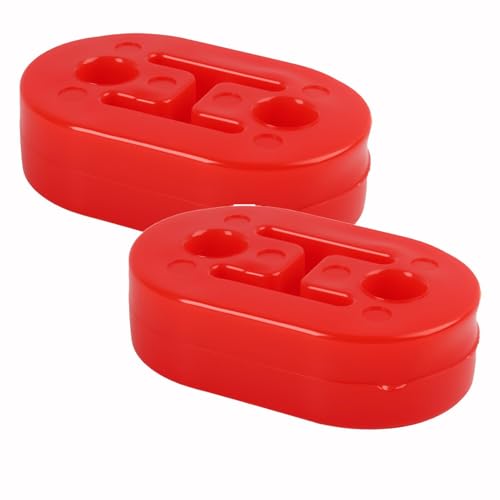 2 soportes de escape de 2 agujeros, para tubo de escape de coche, 2 agujeros, universal, de goma, para tubo de escape, silenciador, universal, color rojo