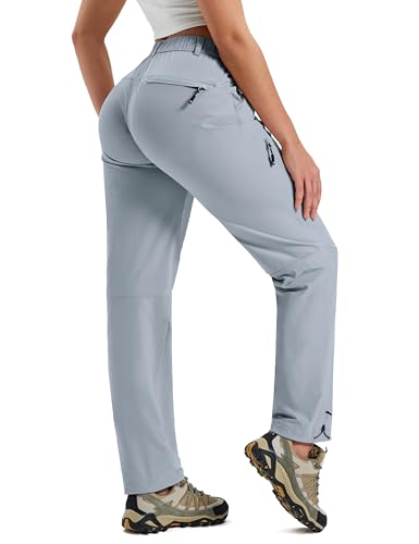 MoFiz Womens Hiking Cargo Pants Lightweight Quick Dry UPF 50 Water Resistant Fishing Camping Travel Pant with 5 Pockets Gray M