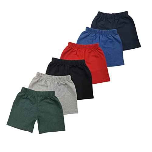 Image of Cotton Printed Kids Shorts for Baby Boys and Girls - Regular Fit Daily Use Multicolored (Pack of 6 Pees)