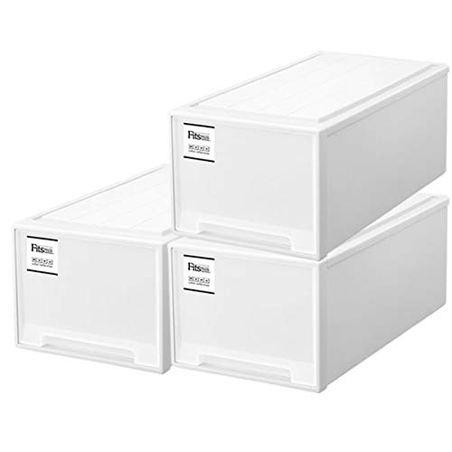 【まとめ買い3個セット】天馬 収納ケース Fits フィッツケース モノ ディープ ホワイト| プラスチック 引き出し 収納ボックス 衣装ケース 押入れ収納 積み重ね クローゼット ウォークインクローゼット ベッド下 スタッキング
