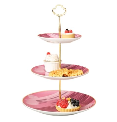 MEIZHITU Expositor Tartas Soporte For Tartas, Bandeja Decorativa For Servir Té, 3 Niveles Fiestas De Cumpleaños(Pink)