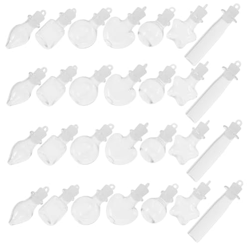 Holibanna 48 Piezas Colgante De Botella De Los Deseos Botellas De Miniatura Pequeño Minibotellas Con Tapa Recargable Mensaje Deseando Botella Delgado Vidrio