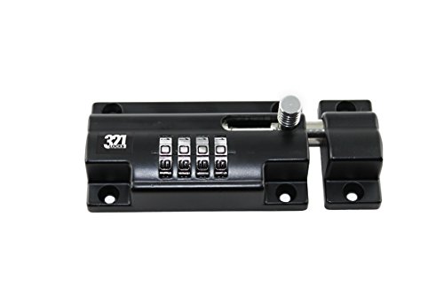 Sliding Bolt Lock Combination - 4 Digit Pin Code Dial and Black Finish - Set Your Own Code and Change Anytime. Bolt Lock Latch for Shed, Gate, Storage or Front Door.