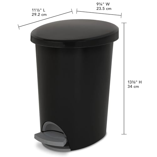 Caneca de basura pequeña para baño 2.6 gal plástico negra miniatura 2