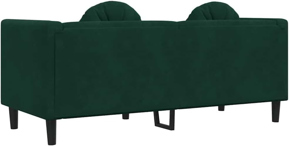 vidaXL Sofa with Cushions 2-Seater, Upholstered Couch, Loveseat for Home Living Room, Settee, Two Seater Sofa, Modern Style, Dark Green Velvet