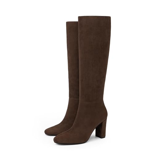 Image of Modatope Knee High Boots for Women Chunky Heel Rounded Toe Tall Boots
