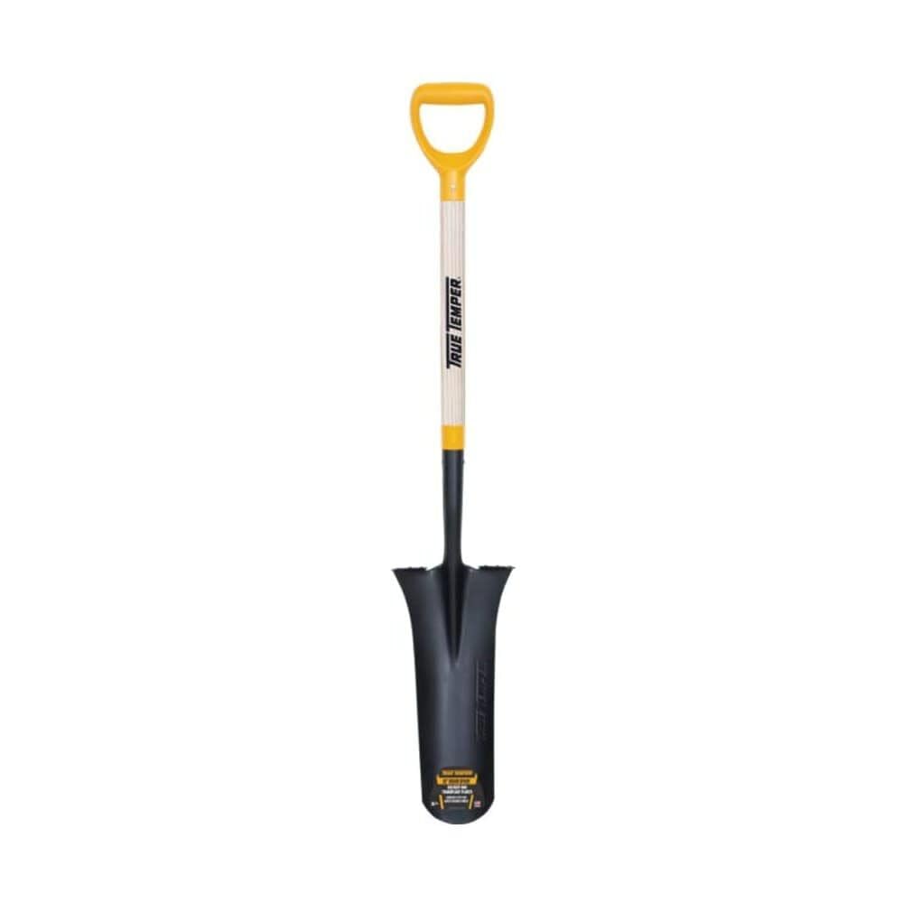 True Temper 2540700 16 in. Drain Trench Spade with 24 in. Hardwood D-Grip Handle and Comfort Step