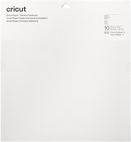 Cricut Smart Paper Sticker Cardstock - 10 Sheets - 13in x 13in - Adhesive Paper for Stickers - Compatible with Cricut Explore 3/Maker 3 - White