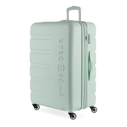 SwissGear 7366 Signature Hardside Expandable Luggage with Spinner Wheels TSA Lock Clearly Aqua Checked-Large 27-Inch