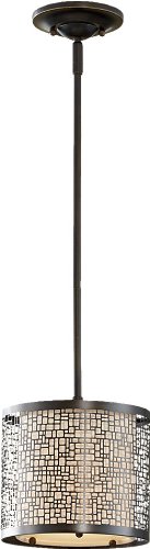 Feiss P1218LAB Joplin Drum Pendant Lighting, Bronze, 1-Light (8"Dia x 8"H) 100watts