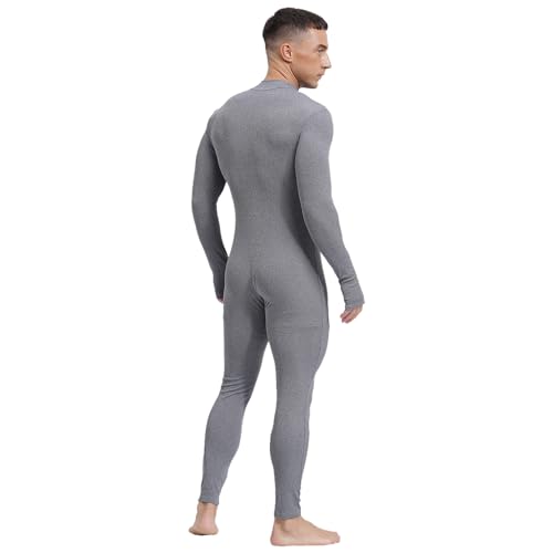 TiaoBug Men's One Piece Full Body Unitard Jumpsuit Long Bottom Front Zipper Leotard Bodysuit3
