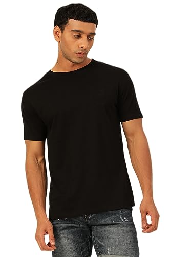Image of Solid Soft Cloth Round Neck Cotton Relaxed Fit T Shirt