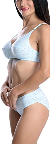Image of FIMS - Fashion is my style Cotton Bra Panty Set for Women, Non-Padded, Non-Wired, Seamed, Polka Dot, Lingerie Set, Multi-Color, Cup-B, See Main Image to Know How Many Sets You Will Get