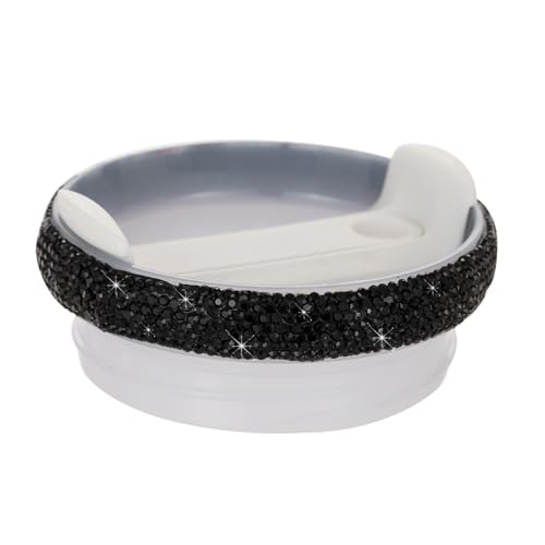40oz Tumbler Lid Replacement for Stanley Cup Bling Replacement Tumbler Lids Compatible with Stanley Quencher 2.0 Cup Top Covers Accessories for Women(Black)