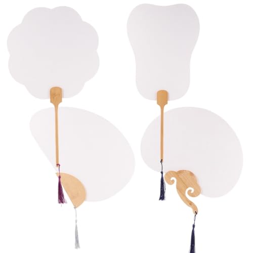 SUPVOX 4 Abanicos Plegables Hechos a Mano para Pintar, Abanicos Clásicos de Bricolaje sin Decorar, Ventiladores Portátiles de Mano, Pack de 4 Unidades para Creatividad y Estilo Aleatorio