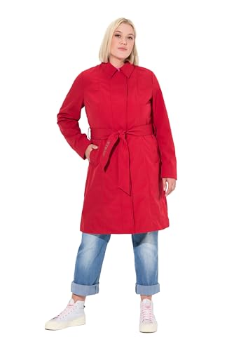 Ulla Popken Femme Grandes Tailles Trench-Coat HYPRAR, Softshell déperlant, Ceinture à Nouer Salsa 50+ 835559530-50+
