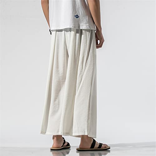 Summer Plus Size Linen Loose Casual Pants Harem Pants Japanese Cropped Wide-Leg Pants Men's Pants4