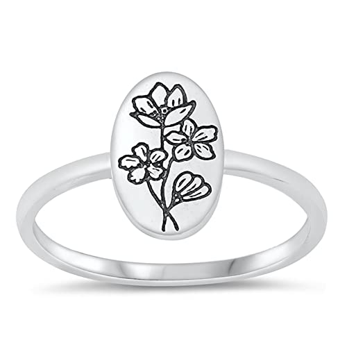 CloseoutWarehouse Sterling Silver Decorated Oval Flower Ring