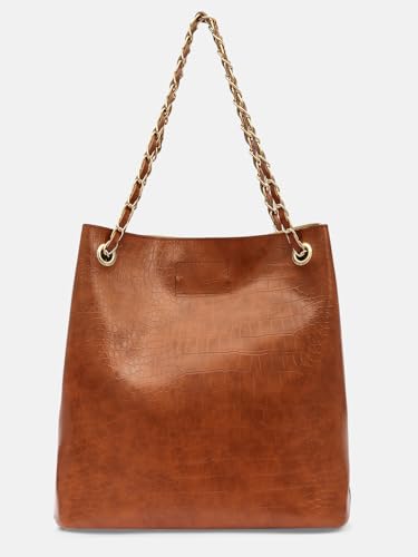 Image of Bagsy Malone Bucket Shaped Tote Bag -Set of 2 | Handcrafted Side Tote Bag for Office and College (Croco Maroon)