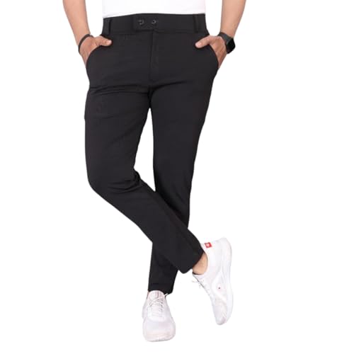 MiraMichi Men's Slim Fit Stretchable Casual Mid Rise Trousers | S...