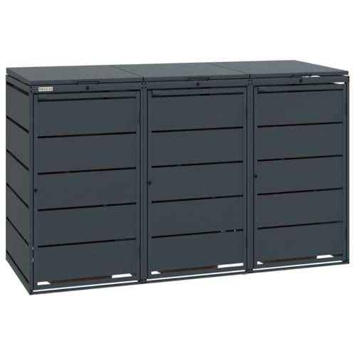 MBOX24 Classic Mülltonnenbox für 3 Mülltonnen (240L) aus verzinktem Stahl, 3er Metall Mülltonnenverkleidung in Anthrazit, robust & wetterfest