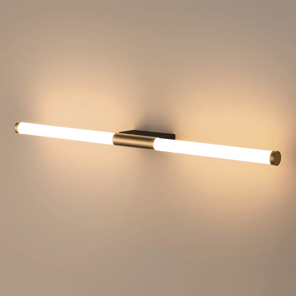 KXEcoLife Indoor Lighting Fixtures, Creative Strip Design Wall Lamp LED Hardware Light with PC Lampshade, Golden Finish Sconces for Living Room, Bedroom, Aisle