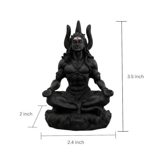Image of VAMA Siddh Mahadev Murti | Shiva Idol for Car Dashboard, 8.89 Cm Height, Black, 3D Printed, UV Resin | Shiv Murti | Lord Shiva Idols for Car Dashboard, Home, Mandir or Gift | Adiyogi Statue for Car