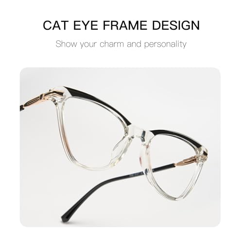 Image of Cyxus Cat Eye Blue Light Blocking Glasses for Women Men Tr90 Frame Anti Eye Strain UV400 Protection Computer Glasses 8189
