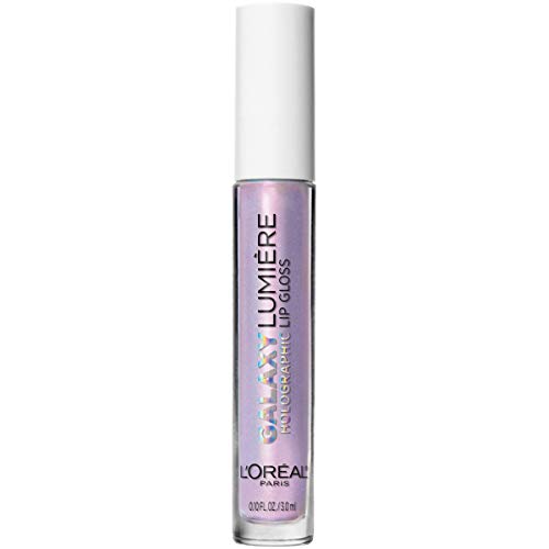 L'Oreal Paris Makeup Infallible Galaxy Lumiere Holographic Lip Gloss, Loaded with Iridescent Pearls, Wear Alone or as a Topper to your Favorite Lipstick, Polaris Pink, 0.1 fl. oz.