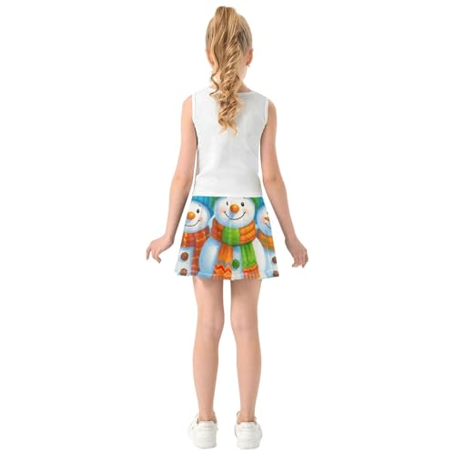 Toddlers Tennis Skirts Cute Snowmen Blue Girls' Shorts Athletic Skorts Preppy Teen Cheer 4t4
