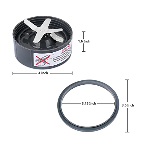 Blender Blade Replacement – Replacement Blade Compatible with NutriBullet 900W/600W – Cross Blender Blade with O-Ring Sealing Gasket – Premium Stainless Steel Blade