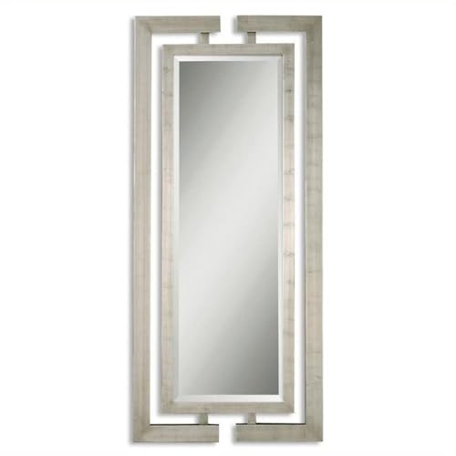 BOWERY HILL Contemporary Mirror in Scratched Silver