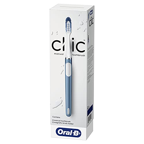 Image of Oral-B Clic Toothbrush, Alaska Blue, with 1 Replaceable Brush Head and Magnetic Toothbrush Holder