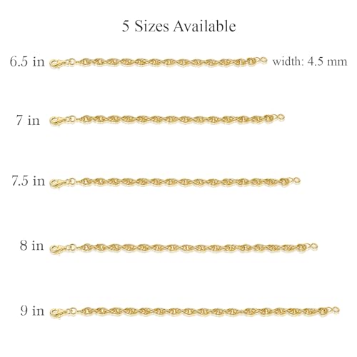 MELELIFE 14K Gold Bracelets for Men & Women Layer Rope Chain Bracelets 4.5mm Dainty Gold Bracelet Mens Bracelet Jewelry Presents 6.5-9in2