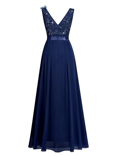 Miusol Women's Vintage V-Neck Sleeveless Sequined Split Formal Evening Maxi Dress4