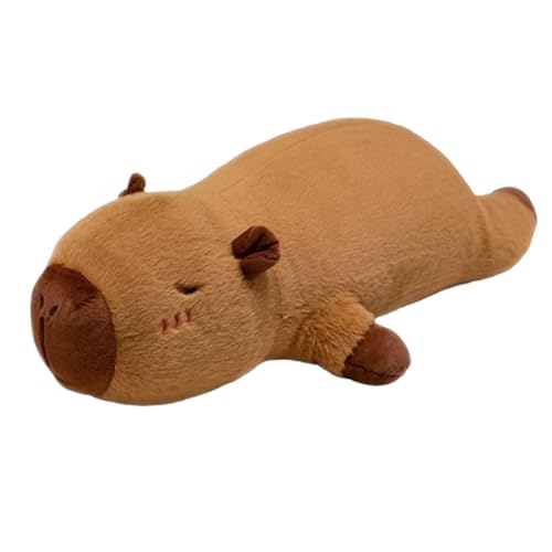 Capybara Kuscheltier XXL Simulation Capybara Plüschtier Liegendes Capybara Kissen Langes Weiche Stofftiere Puppen Wasserschwein Plushie gefüllte Spielzeug Geschenk für Jungen Mädchen (90cm)