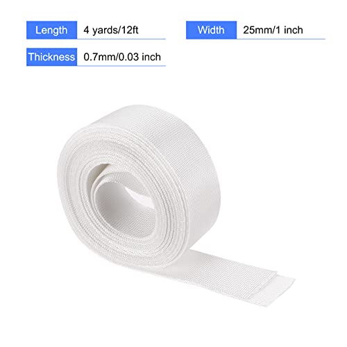 Image of MECCANIXITY Flat Nylon Webbing Strap 1 Inch 4 Yards White for Backpack, Cargo Strap, Luggage-rack