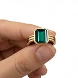 18K Gold Plated Amethyst Emerald Cut Crystal Adjustable Ring for Women Elegant Statement Jewelry Perfect Gift for Anniversary Birthday Engagement Ideal Gift Choice for Her By NKG