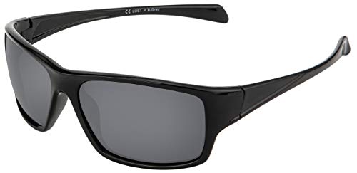 La Optica B.L.M. Sonnenbrille UV400 CAT 3 Unisex Damen Herren Sportbrille Fahrradbrille Angeln - Schwarz (Gläser: POLARISIERT Grau)
