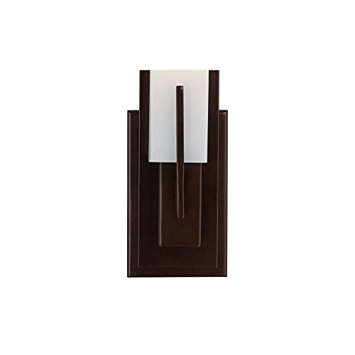 Image of Possini Euro Design Midtown Modern Wall Light Sconce Bronze Hardwired 4 1 /2 inch Fixture Opal White Glass Rectangular Shade for Bedroom Bedside Bathroom Vanity Living Room Hallway Dining House Kitchen