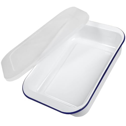 Webake Rectangular Enamelware 9x13 Baking Pan with Lid, Enameled Steel Roasting Pan, Baking Dish, Lasagna Pan, Food Containers
