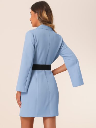 Image of Allegra K Blazer Dress for Women Notched Lapel Work Dresses with Belt | Slit Sleeve, Double Breasted, Mini Length, Business Casual, Office, Professional, Formal, Interview