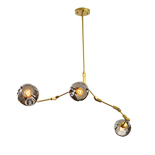Preisvergleich Produktbild CHHD Industrielle Pendelleuchten, E27 Moderne nordische Deckenleuchte, Wohnzimmer Restaurant Kitchen Island Bar Dekorative Pendelleuchte, mit Glaslichtschirm und verstellbaren Zweigen Gold 8 Licht
