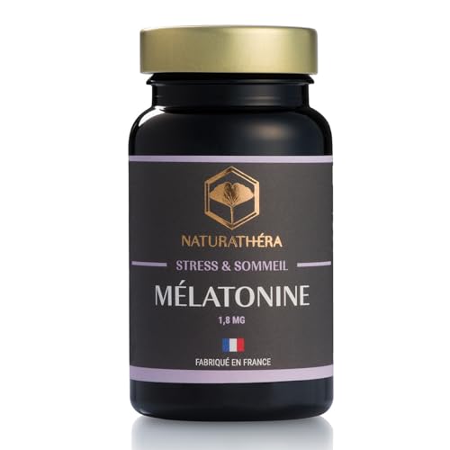Naturathéra MÉLATONINE 1,8MG - Dosage fort - Complément Alimentaire Réveils Nocturnes Insomnies Difficultés d'endormissement - 30 Gélules - Fabriqué en France - Vegan - Sans Additifs Allergènes OGM-image